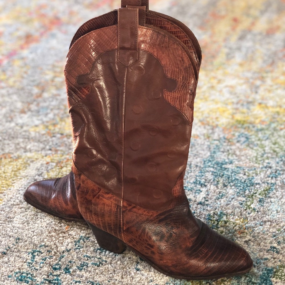 Vintage Antonella leather cowboy-style boots